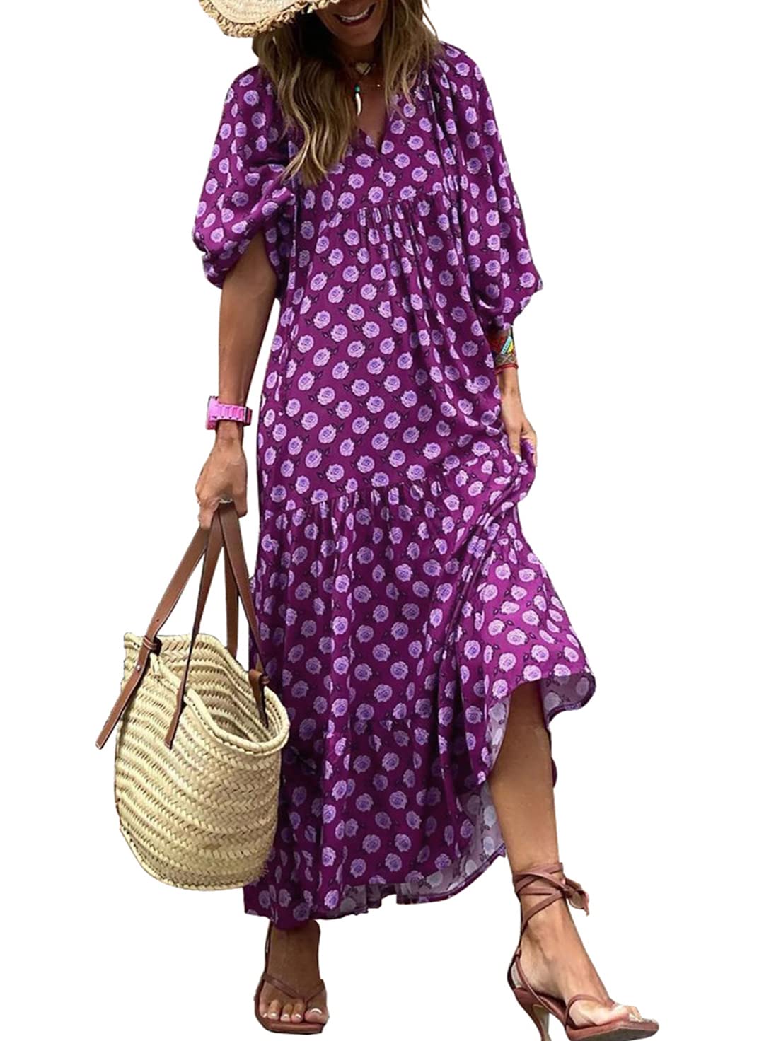 Elara | Puff Sleeve Maxi Dress