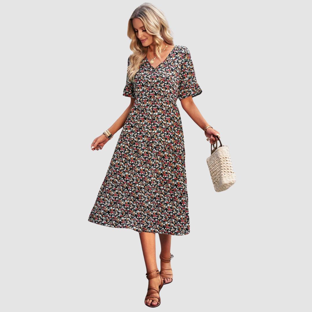 Calista | V-Neck Floral Dress