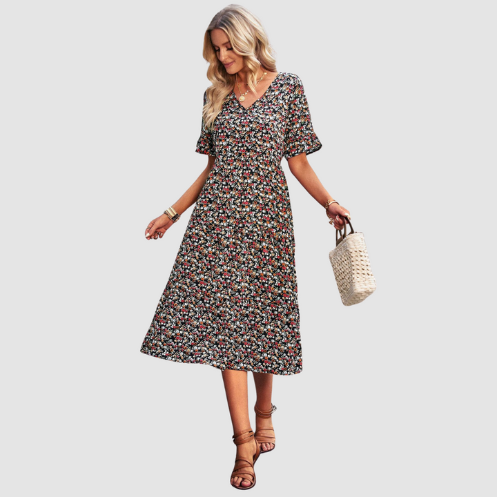 Calista | V-Neck Floral Dress