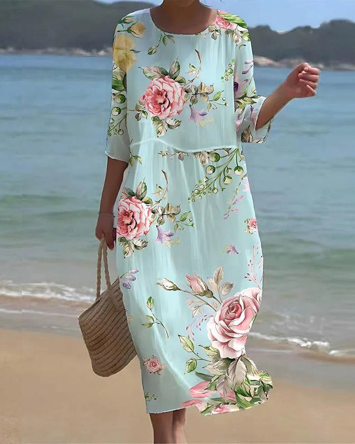 Monica Secrets | Dress In Sunset Flower Print
