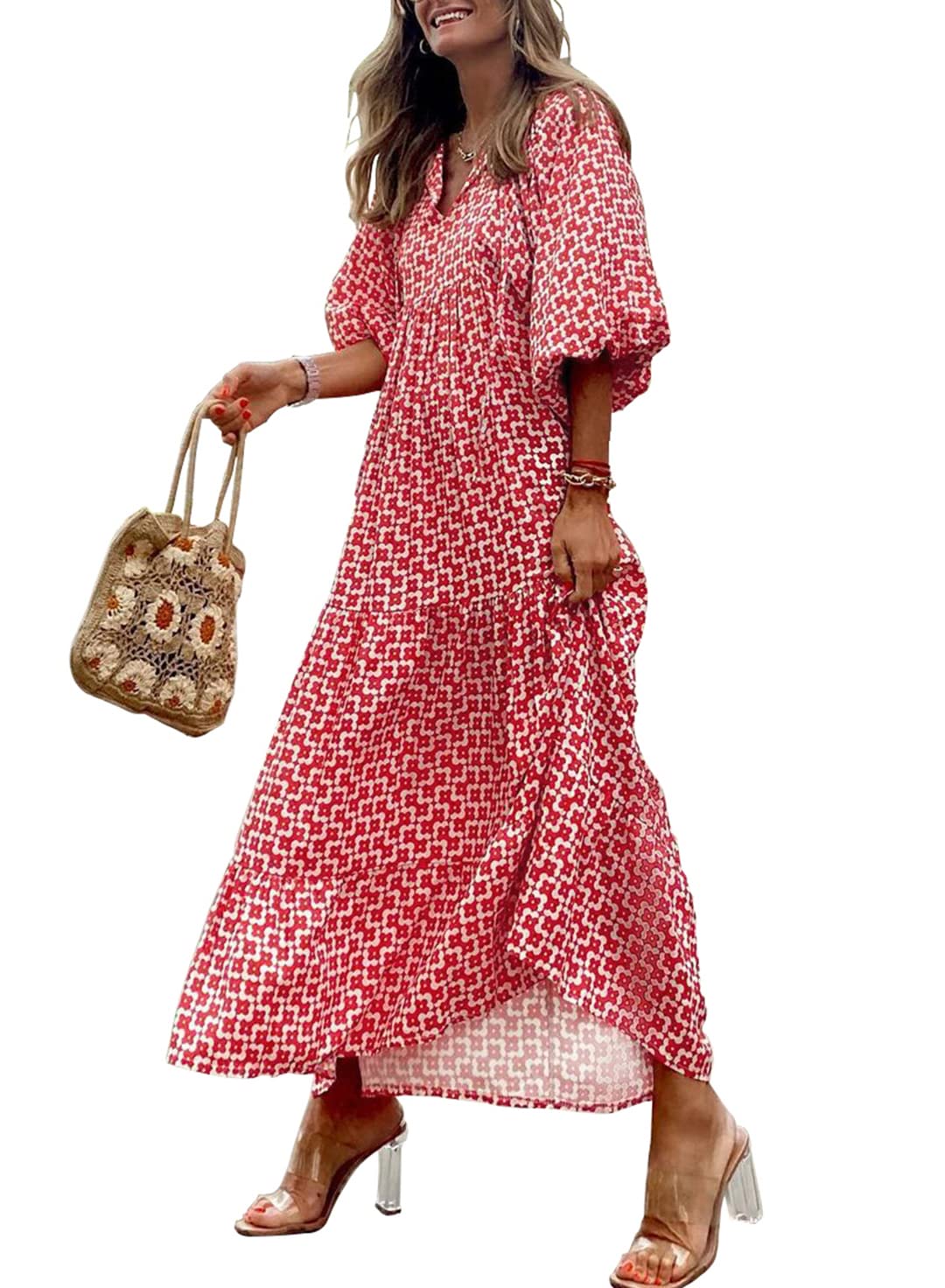 Elara | Puff Sleeve Maxi Dress