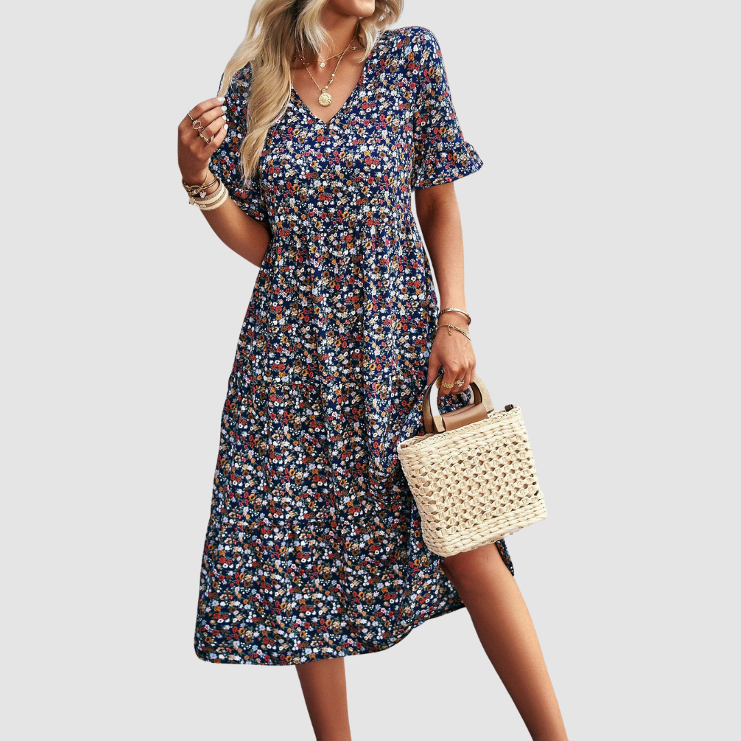 Calista | V-Neck Floral Dress