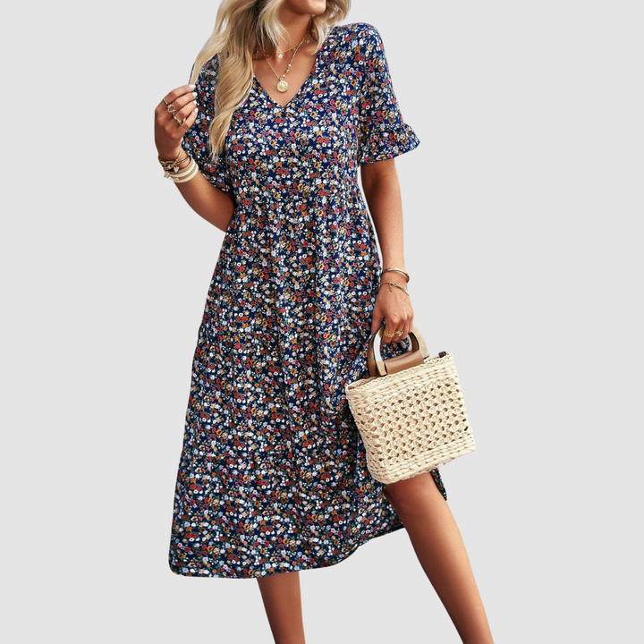 Calista | V-Neck Floral Dress