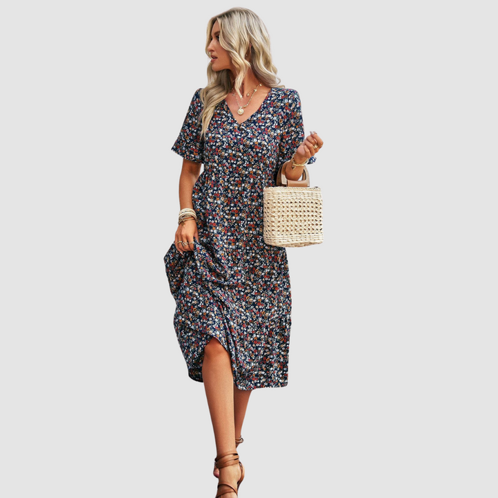 Calista | V-Neck Floral Dress
