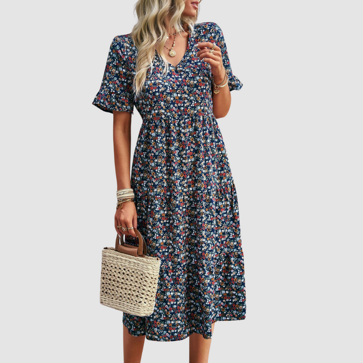 Calista | V-Neck Floral Dress