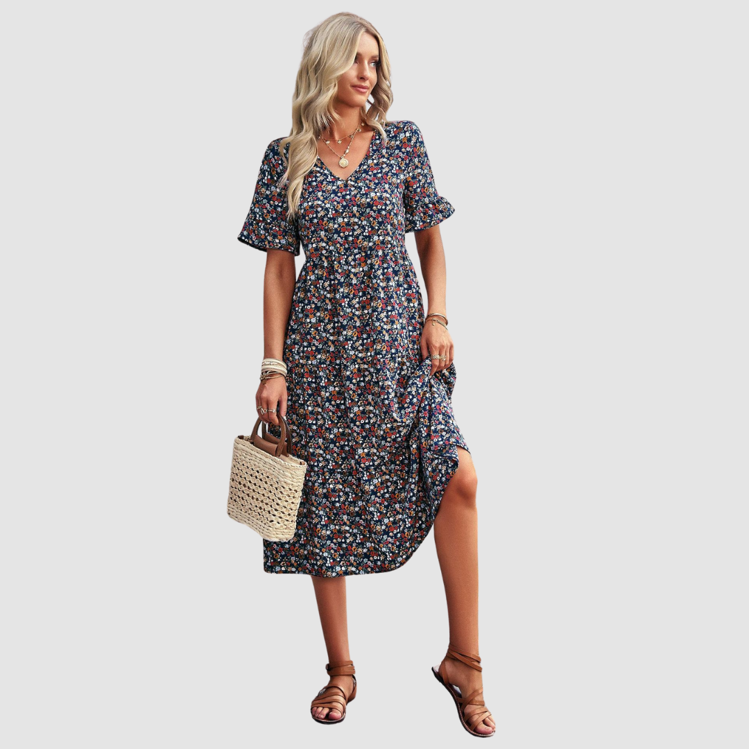 Calista | V-Neck Floral Dress