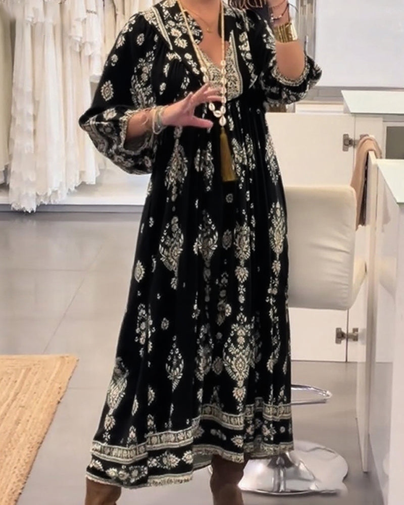 Monica Secrets | Casual Printed Dress With Loose Pockets