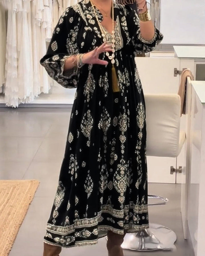 Monica Secrets | Casual Printed Dress With Loose Pockets