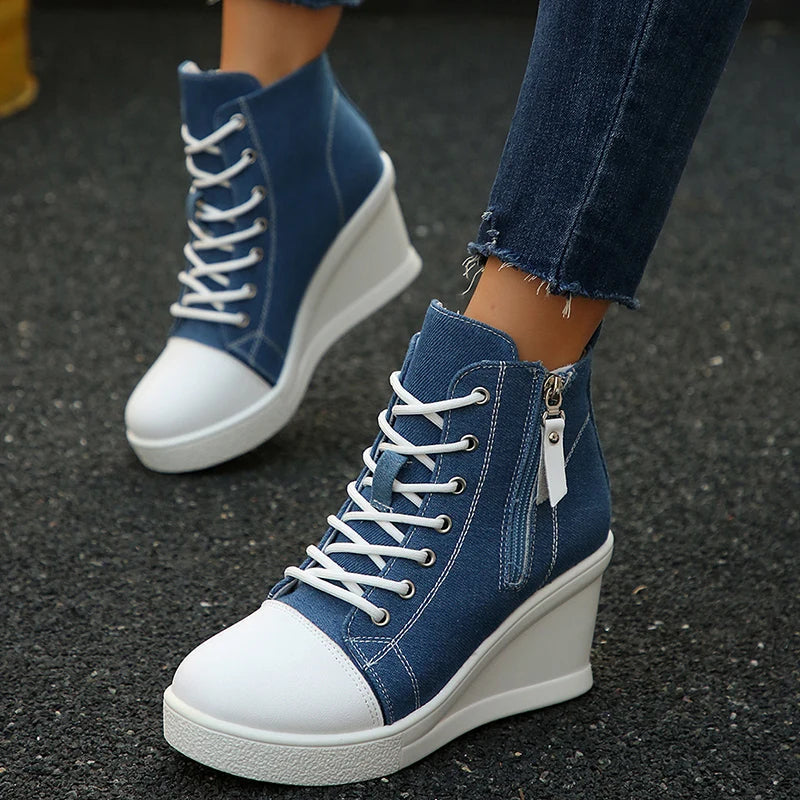 Monica Secrets | Canvas Wedge Sneaker