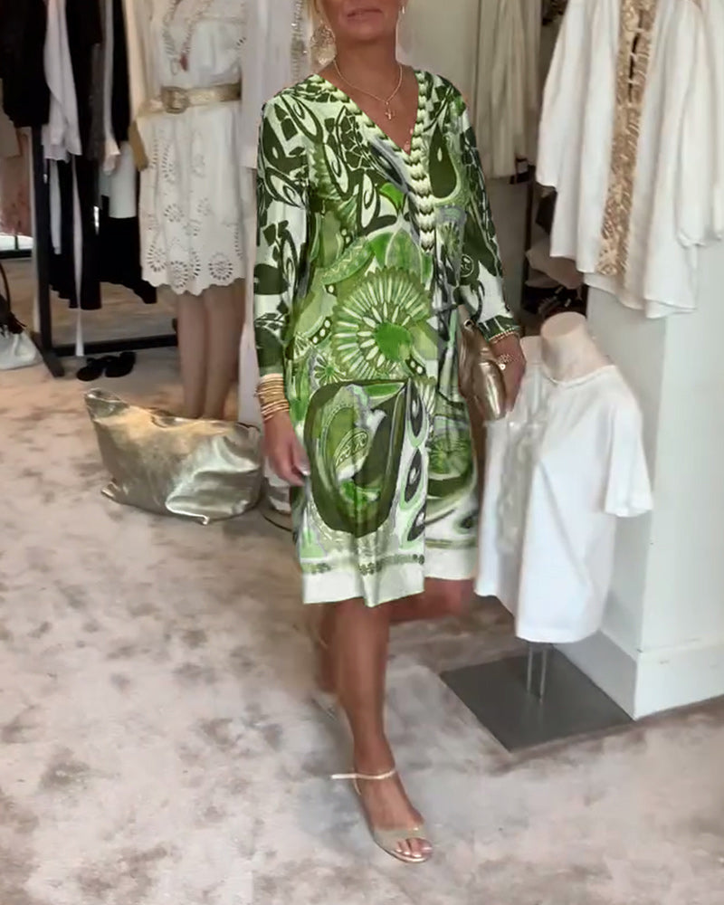 Monica Secrets | Vibrant Dress With Bright Pattern Design