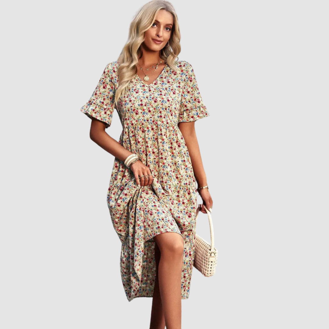 Calista | V-Neck Floral Dress