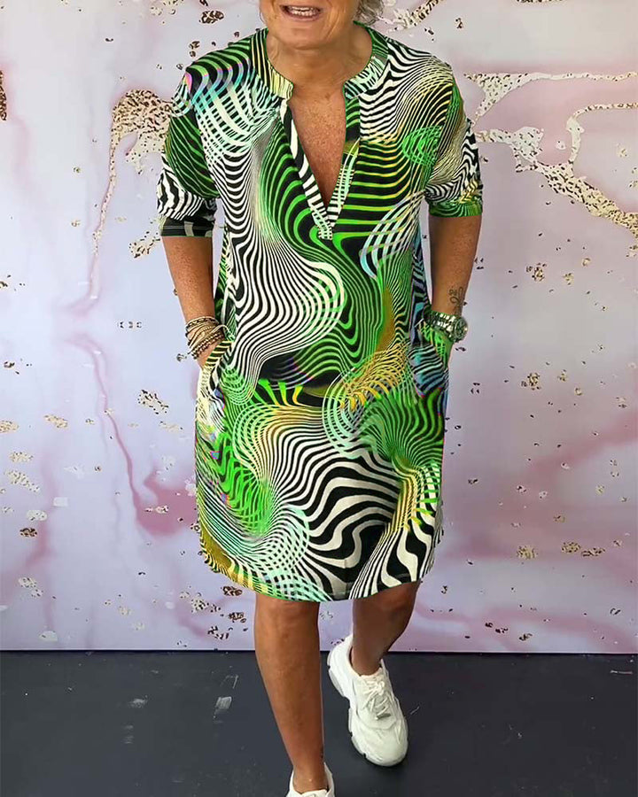 Monica Secrets | Women’s Multicolor V-Neck Midi Dress