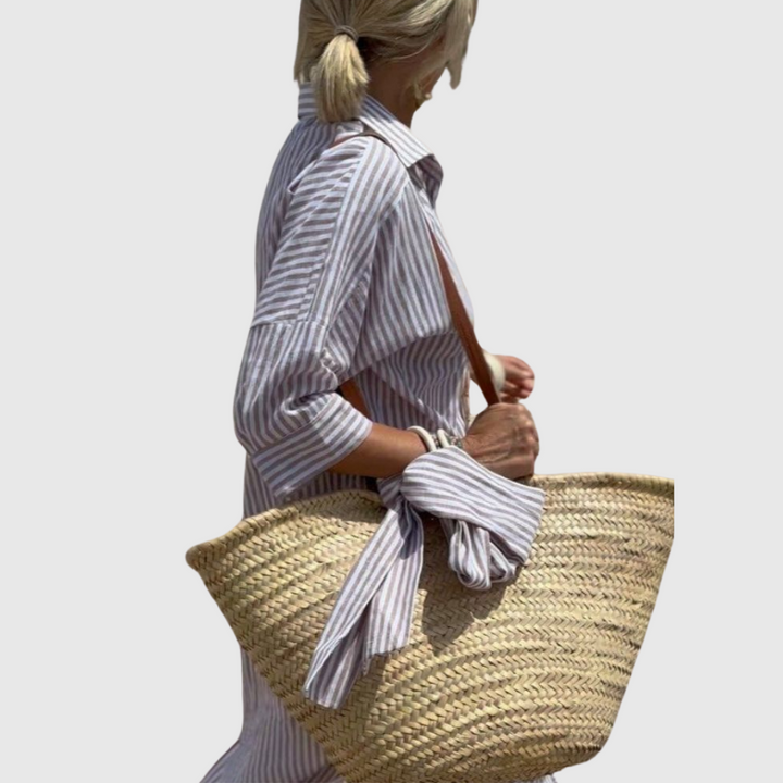 Monica Secrets | Striped Button-Down Shirt Dress