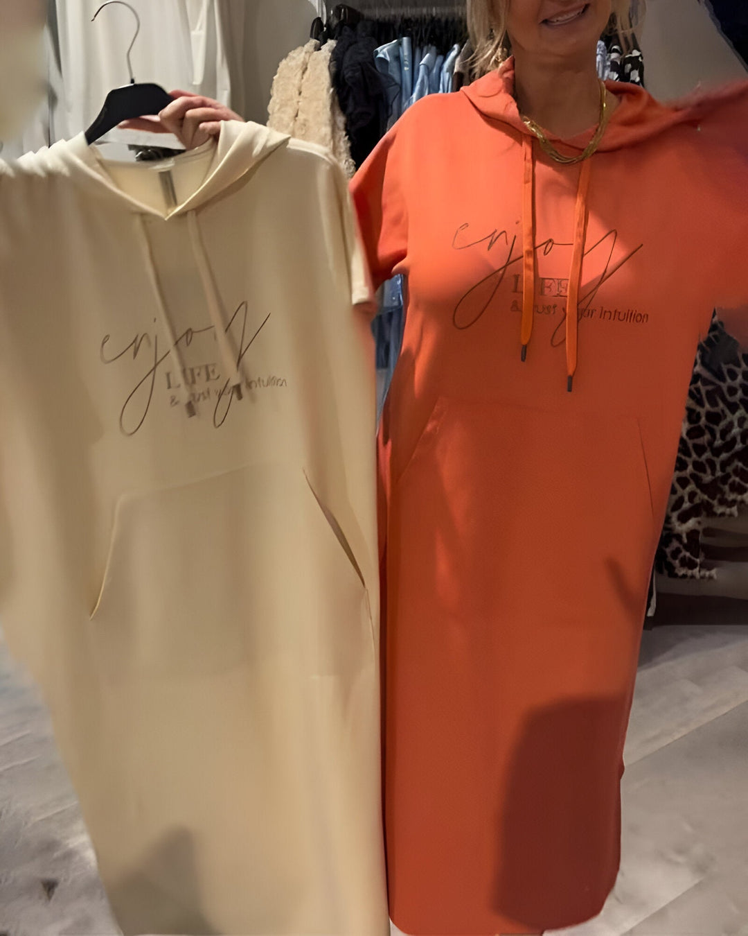 Monica Secrets | Casual Letter Print Hooded Pullover Dress