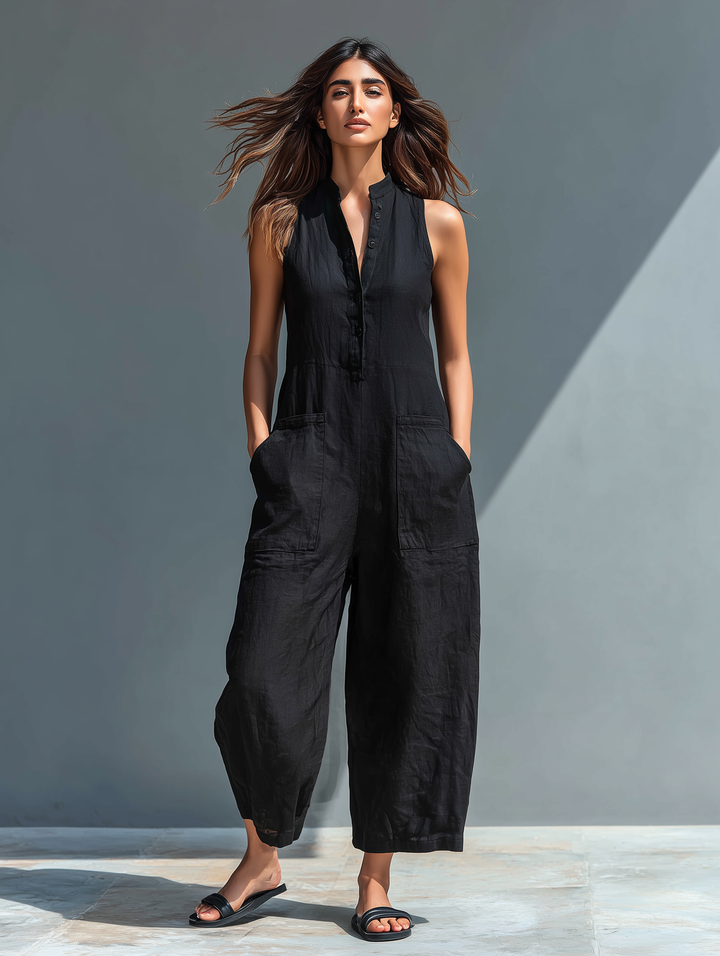 Evelyn | Linen Button-up Jumpsuit