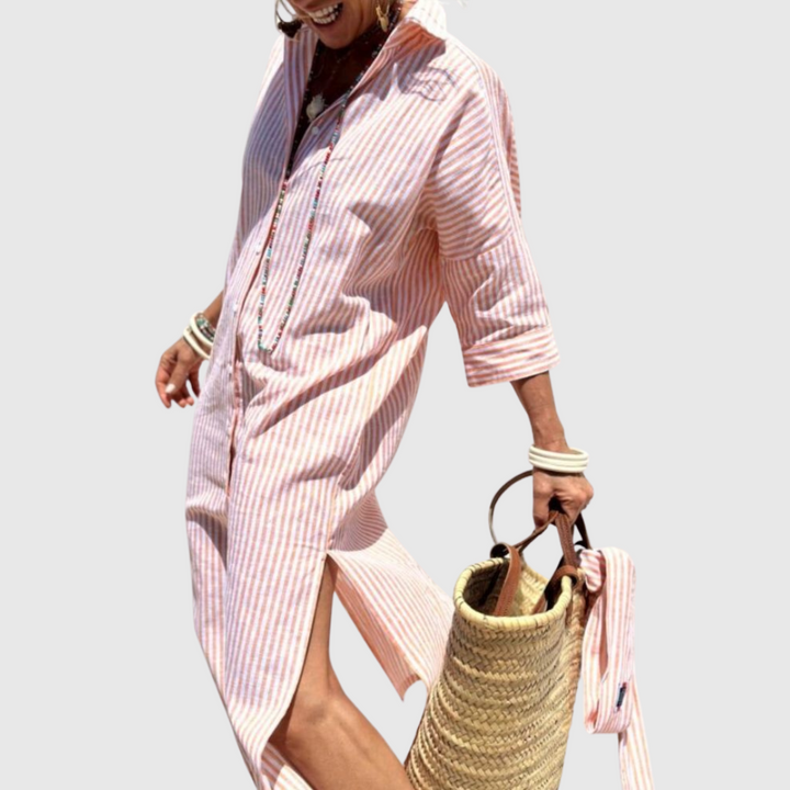 Monica Secrets | Striped Button-Down Shirt Dress