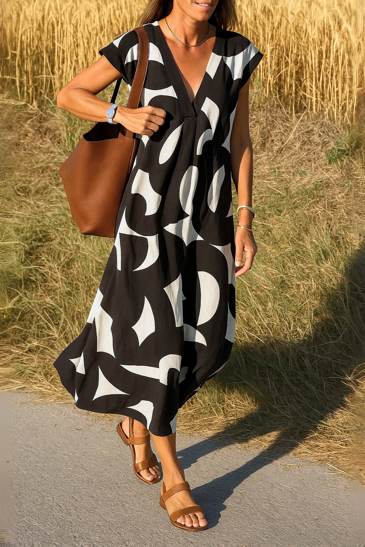 Mira | V-Neck Printed Dress