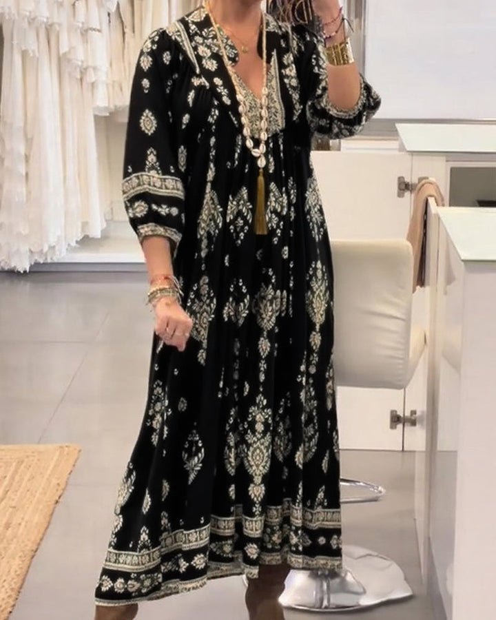 Monica Secrets | Casual Printed Dress With Loose Pockets