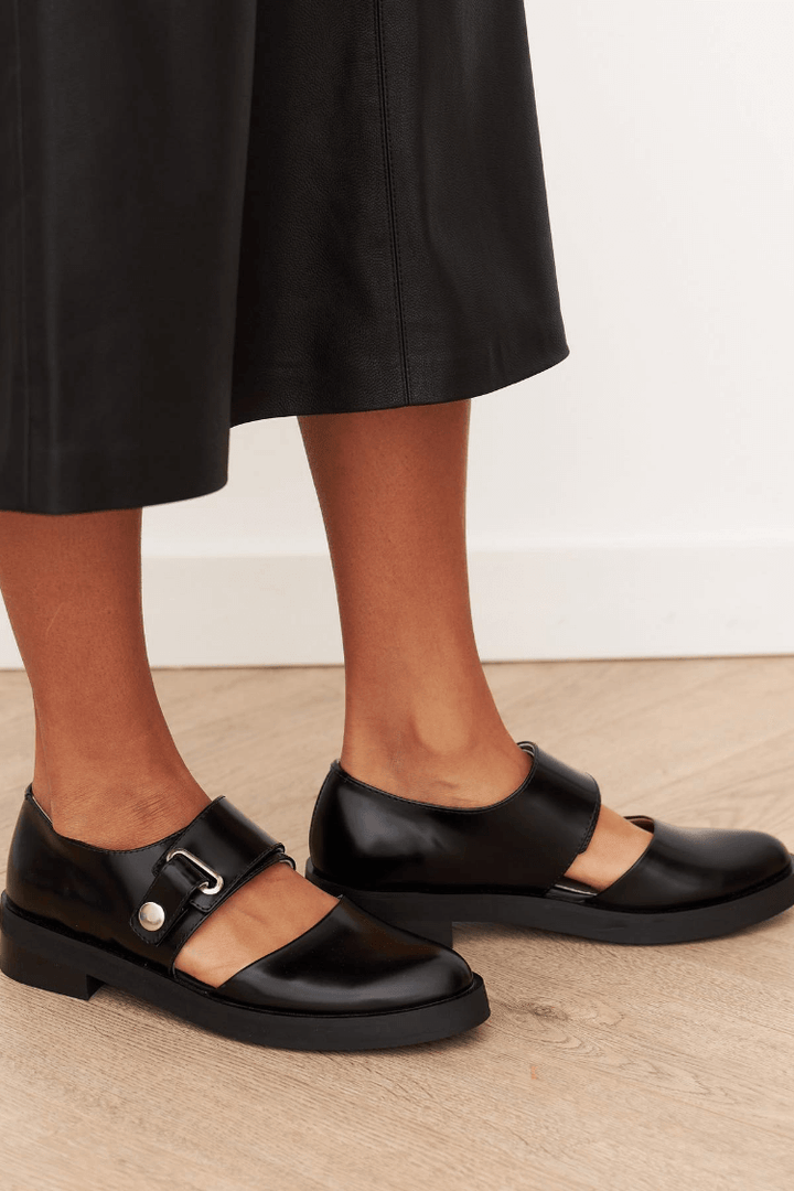 Monica Secrets | Black Buckle Loafers