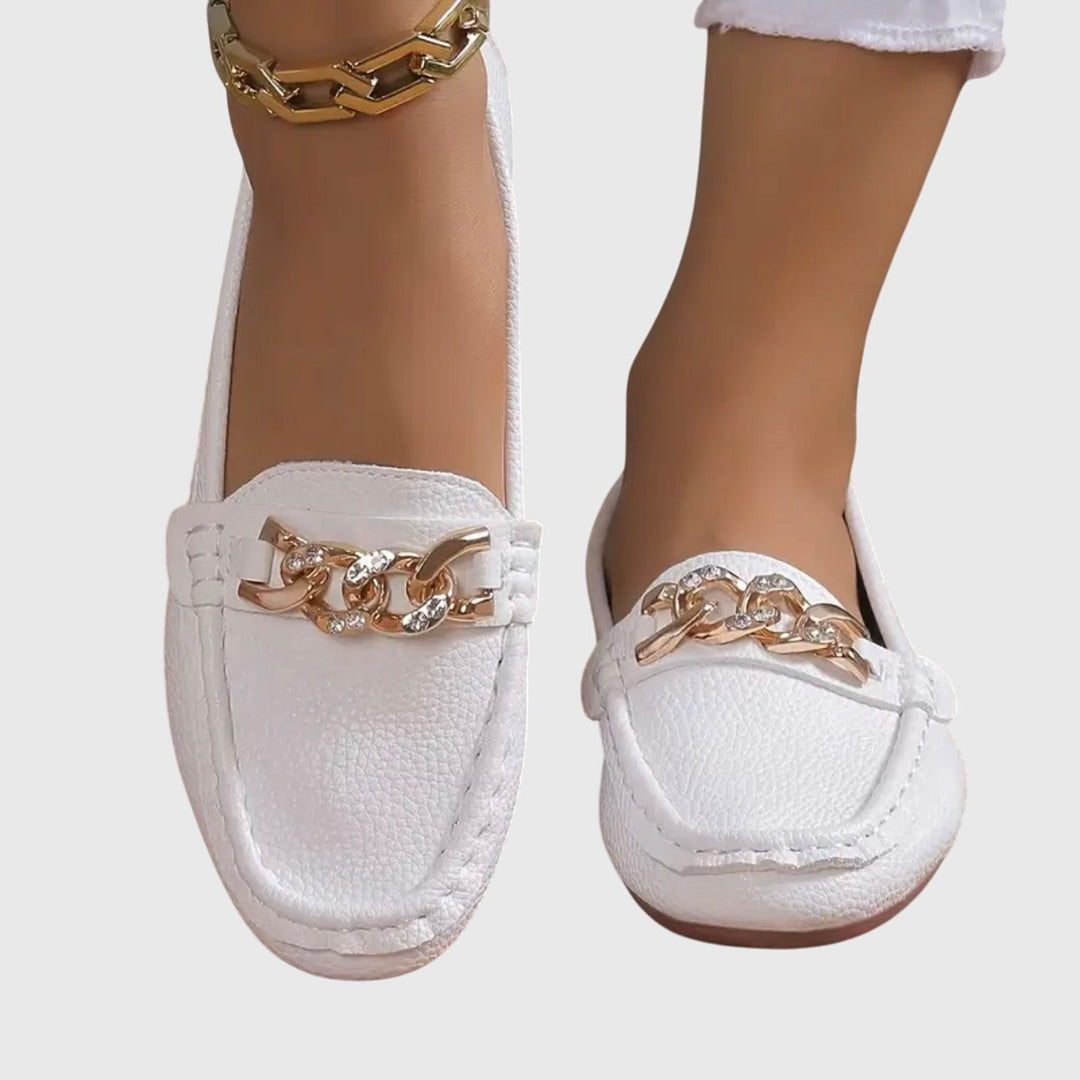 Monica Secrets | Flat Diamond Buckle Loafers