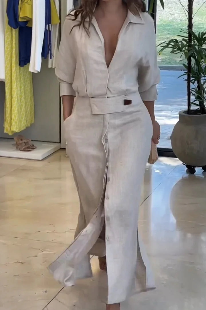 Monica Secrets | Cotton And Linen Maxi Dress