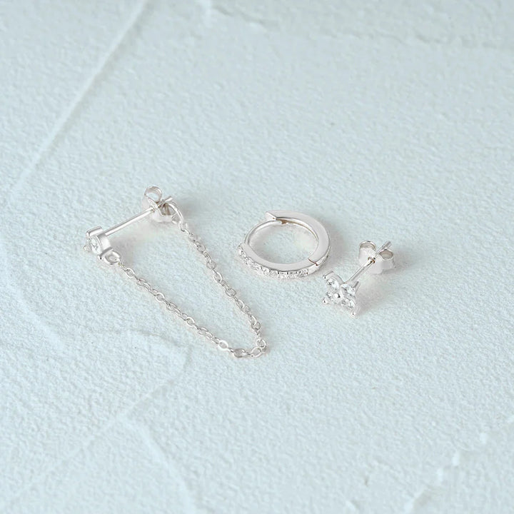 3pc Dainty Floral Tassel Chain Earrings Set