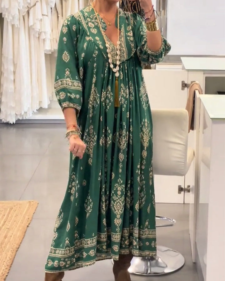 Monica Secrets | Casual Printed Dress With Loose Pockets