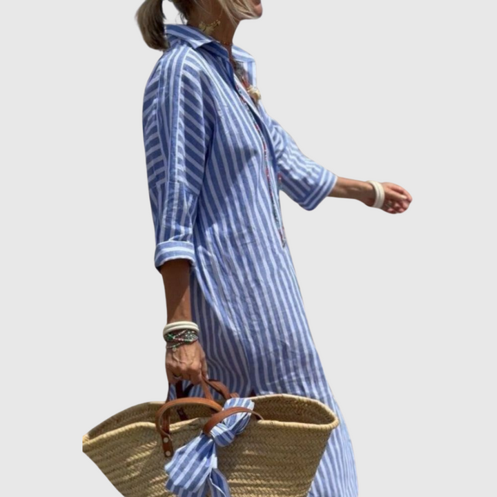 Monica Secrets | Striped Button-Down Shirt Dress