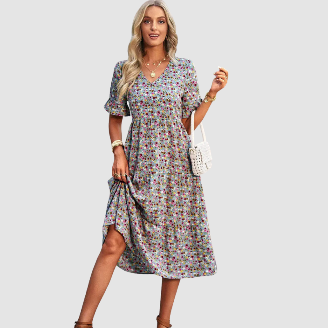 Calista | V-Neck Floral Dress