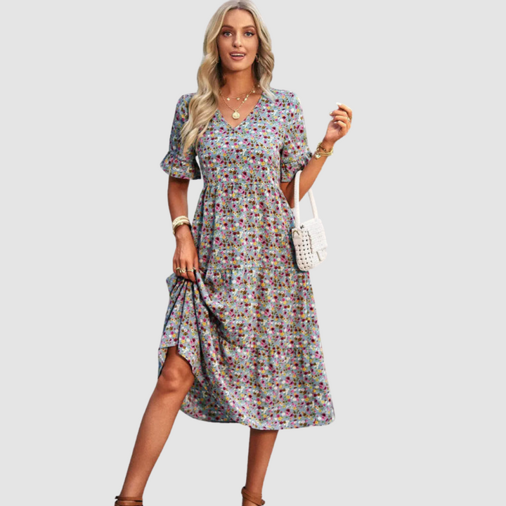 Calista | V-Neck Floral Dress
