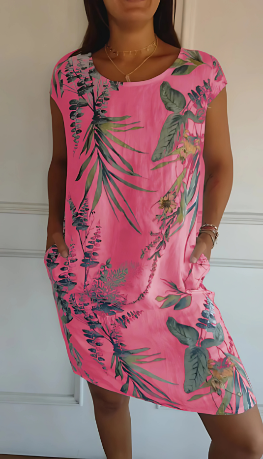 Monica Secrets | Casual Loose-Fit Knee-Length Printed Dress