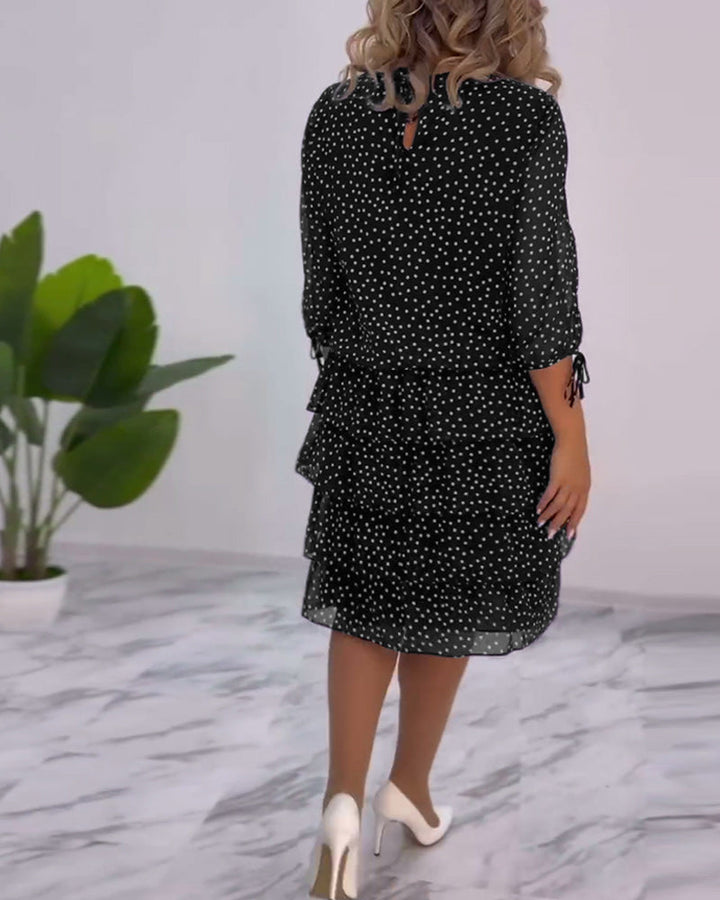Monica Secrets | Elegant Layered Polka Dot Dress