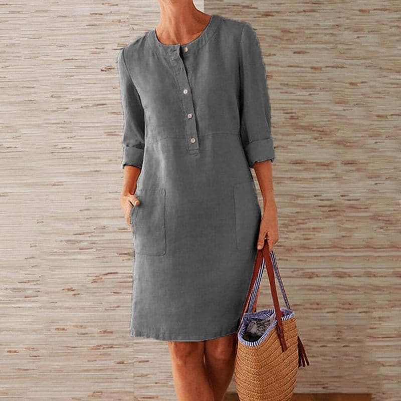 Elara | Linen Shirt Dress