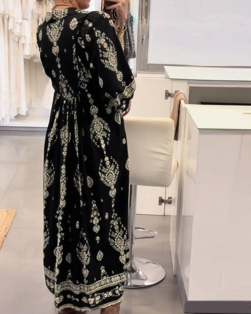 Monica Secrets | Casual Printed Dress With Loose Pockets