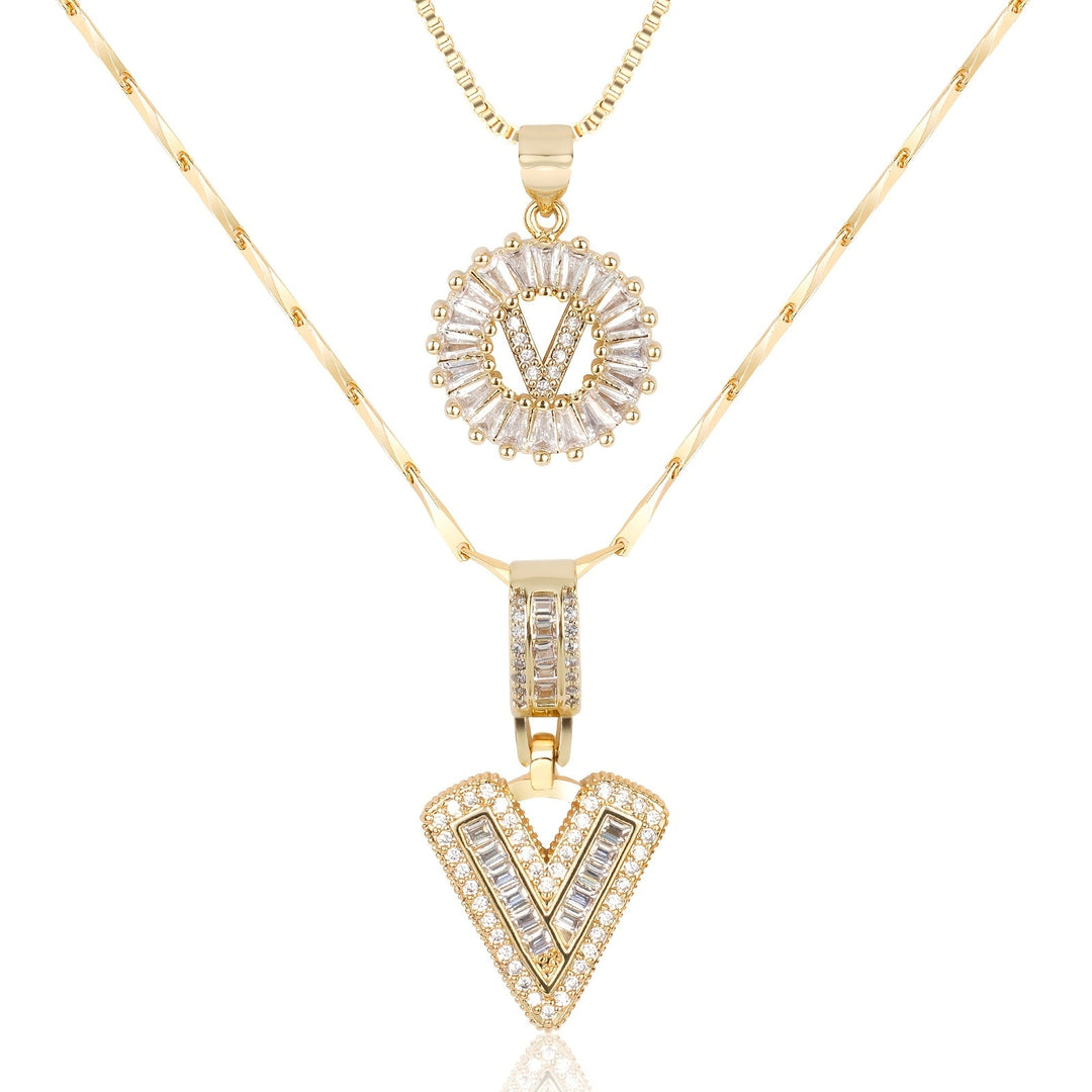 2pc 14k Diamond Letter Initial Necklaces