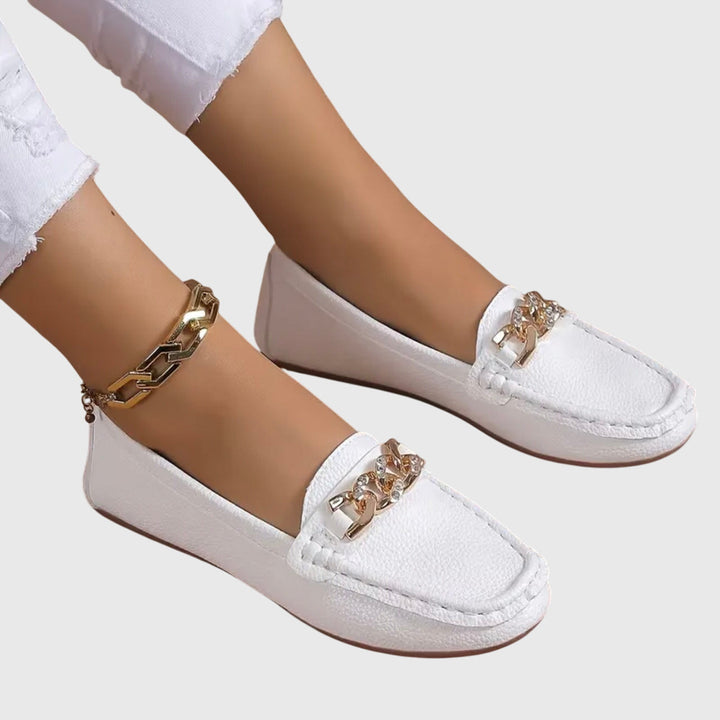 Monica Secrets | Flat Diamond Buckle Loafers
