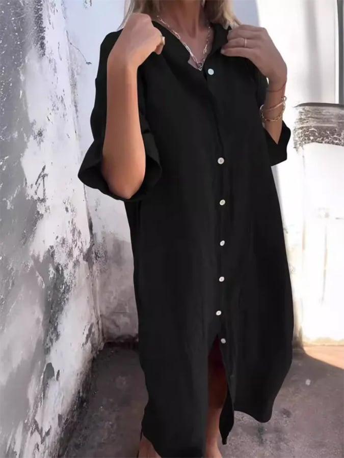 Monica Secrets | Breezy Dress With Button Accents