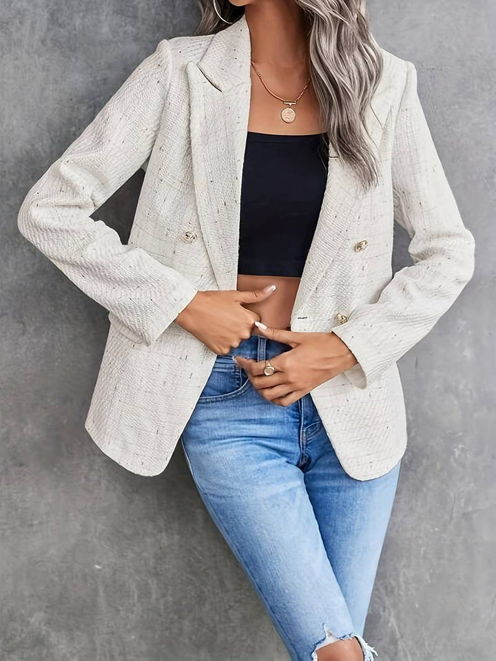 Monica Secrets | Women's Blazer – Tailored Fit – Textured Woven – Double Breasted – Classic Lapel