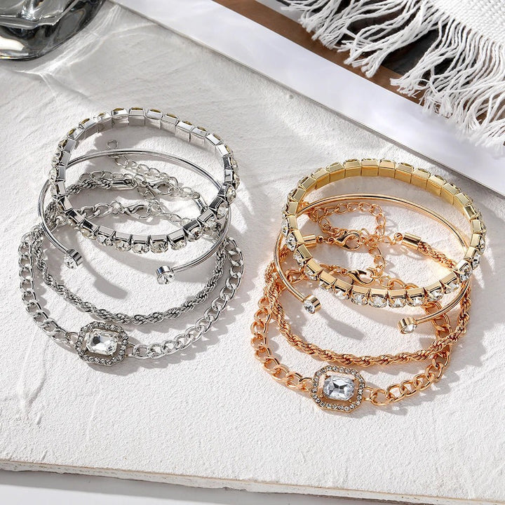 4pcs Diamond Shimmer Bracelet Stack