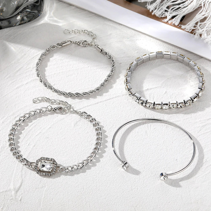 4pcs Diamond Shimmer Bracelet Stack