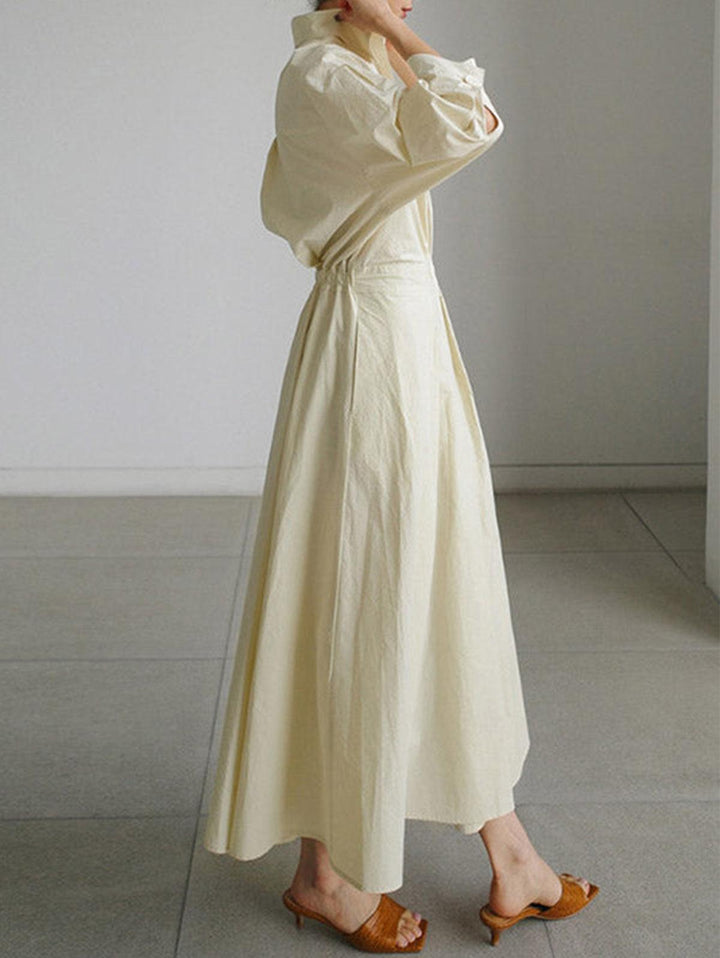 Monica Secrets | Elegant Button Lapel Midi Dress