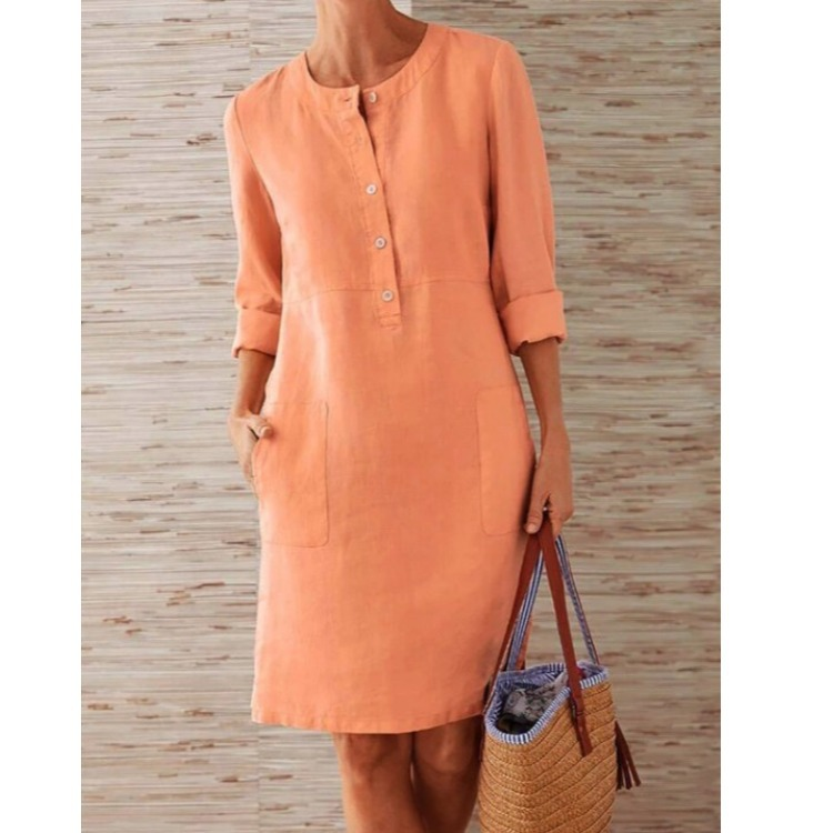 Elara | Linen Shirt Dress