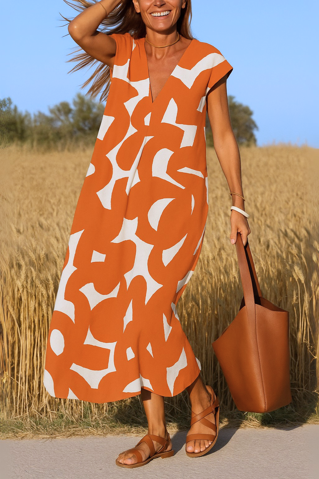 Mira | V-Neck Printed Dress