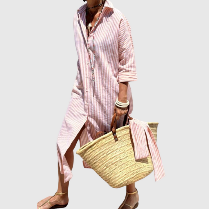 Monica Secrets | Striped Button-Down Shirt Dress