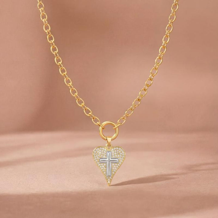 14k Diamond Accented Paperclip Chain Heart Necklaces