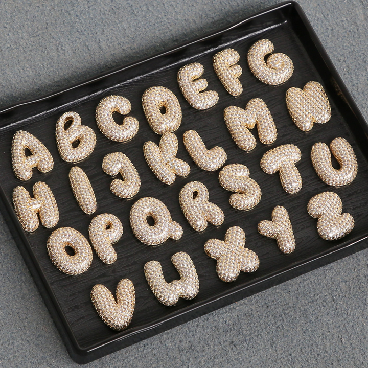 Chunky Bubble Diamond Dazzle Initial Necklaces