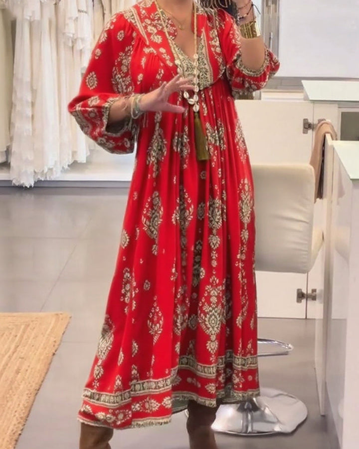 Monica Secrets | Casual Printed Dress With Loose Pockets