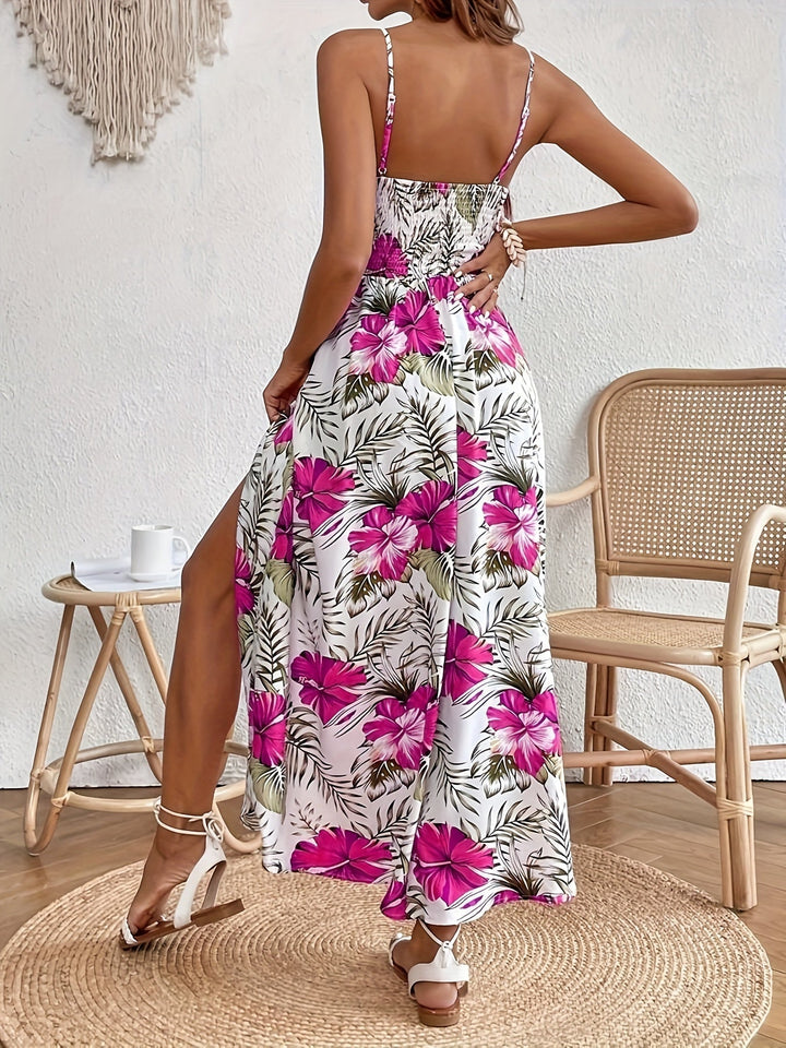 Monica Secrets | Floral V-Neck Suspender Maxi Dress