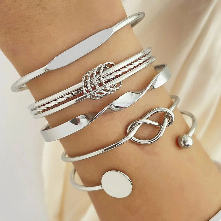 5pcs Twist Bangle Bracelet Stack
