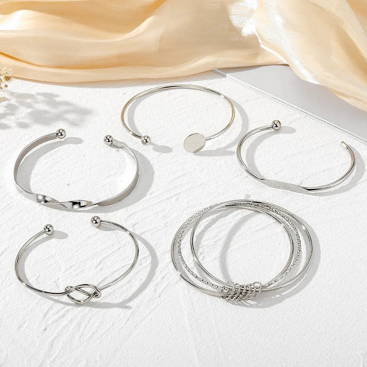 5pcs Twist Bangle Bracelet Stack